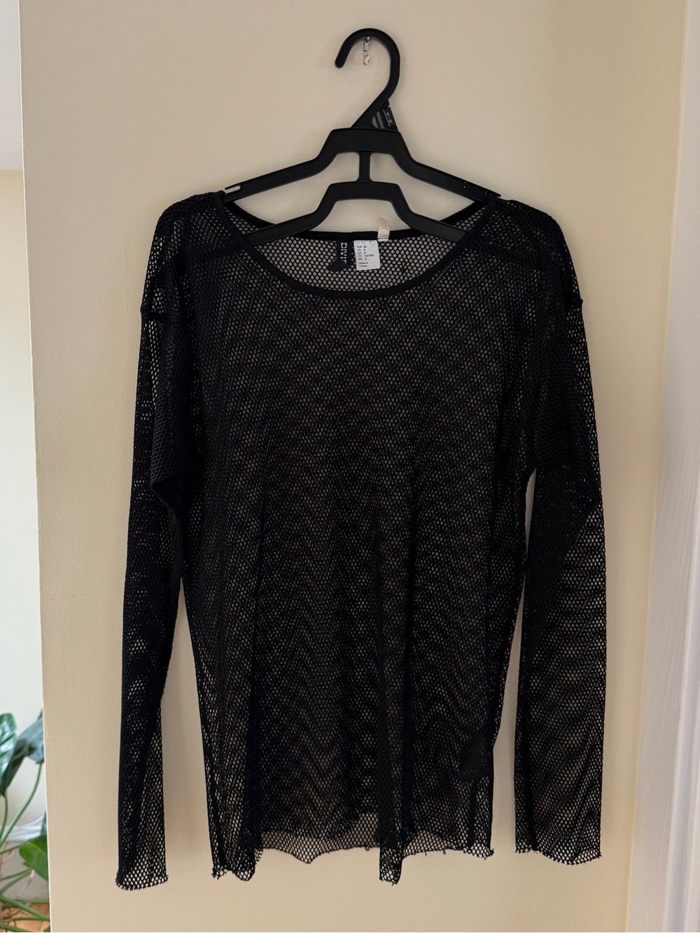 H&M Black Long-Sleeve Sheer Mesh Top